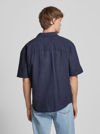 Only & Sons Relaxed fit vrijetijdsoverhemd met 1/2-mouwen, model 'CAIDEN' Marineblauw - 5