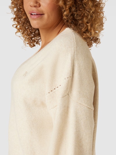 Tommy Hilfiger Curve PLUS SIZE Strickpullover mit Label-Applikation Beige 3