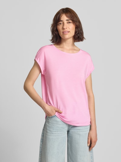 VERO MODA damski t-shirt o kroju krój regular fit z mieszanki lyocellu model 'AVA' Mocnoróżowy 4