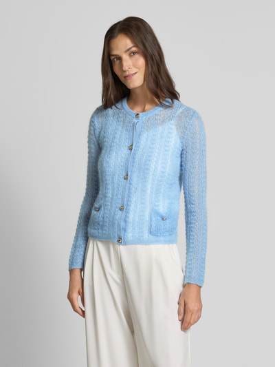 Max Mara Studio Regular Fit Strickjacke aus Mohair-Woll-Mix Modell 'GOLIA' Hellblau 4