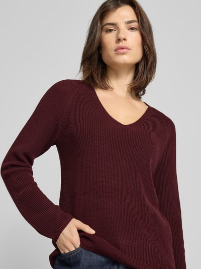 Zero Strickpullover mit V-Ausschnitt Rot 3