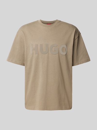 HUGO T-Shirt mit Label-Print Modell 'Dinkee' Hellbraun 2