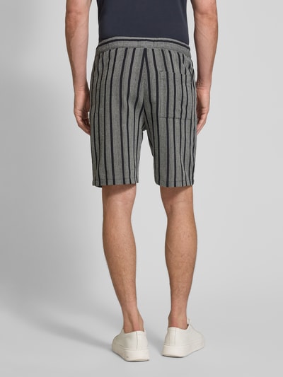 Casual Friday Regular fit korte broek met structuurmotief, model 'KALLE' Marineblauw - 5