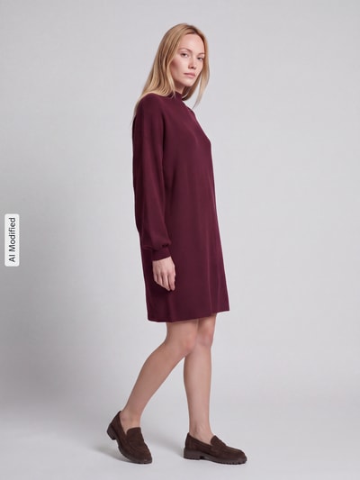 VERO MODA relaxed fit tricotjurk van viscosemix model 'NANCY' Bordeaux - 1