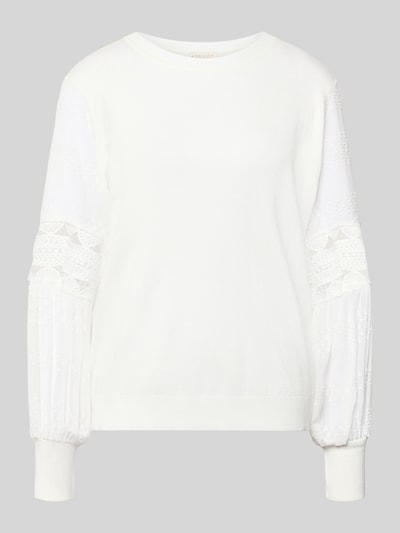 Apricot Strickpullover aus Viskose mit semitransparenten Ärmeln Offwhite 2