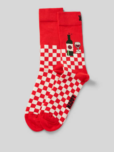 Happy Socks Sokken met labelstitching, model 'Wine And Dine' Rood - 1