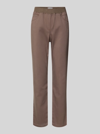 Raphaela By Brax Stoffen broek met elastische band, model 'PAMINA' Taupe - 2