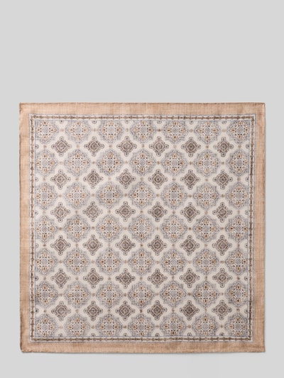 Produktfoto, Einstecktuch mit Seiden-Anteil Modell 'Ornament' von Verugia im Baumwoll-Mix, rechteckige Passform, floraler Allover-Print