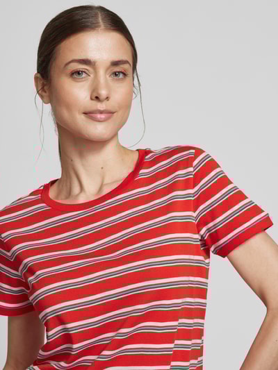 Jake*s Casual T-Shirt mit mit Streifenmuster Kirsche 3