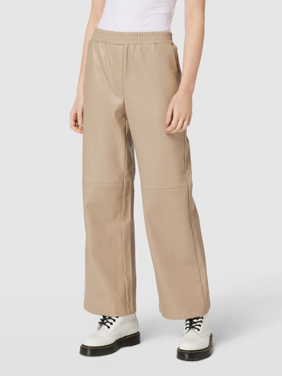 EDITED Broek in leerlook, model 'Floriane' Beige - 4