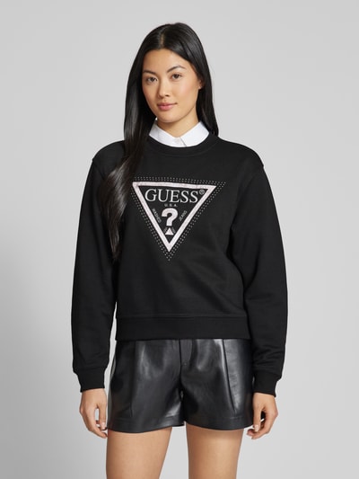 Guess Sweatshirt mit Label-Stitching Modell 'PYTHON' BLACK 4