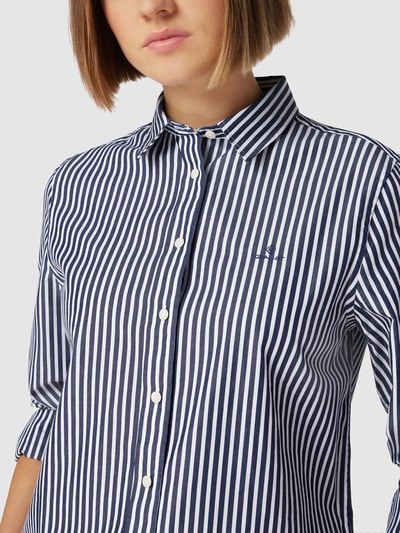 Gant Overhemdblouse met labelstitching Marineblauw - 3