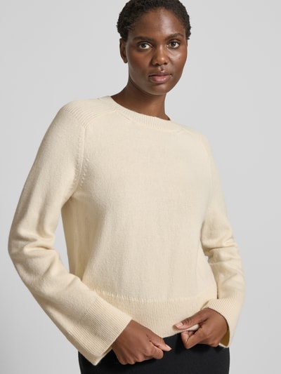 Lanius Sweter wełniany krótki z okrągłym dekoltem Écru 3