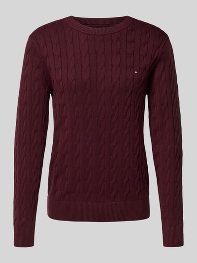 Tommy Hilfiger Regular fit gebreide pullover van zuiver katoen Bordeaux - 2