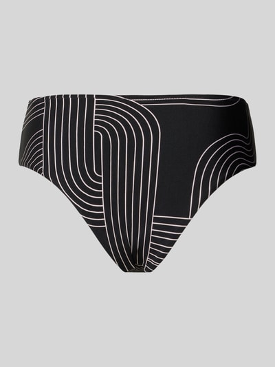 Produktfoto, Bikinihose mit grafischem Muster Modell 'LINE SET' von WATERCULT, Schwarz mit weißen Linien, Material-Mix mit Stretch-Anteil, Körpernahe Passform, elastischer Bund