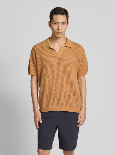 Casual Friday Regular fit poloshirt met ajourpatroon, model 'ASTON' Oranje - 4