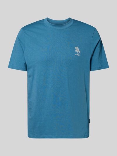 Blend T-shirt z wyhaftowanym detalem model ‘JEPPE’ Szaroniebieski 2