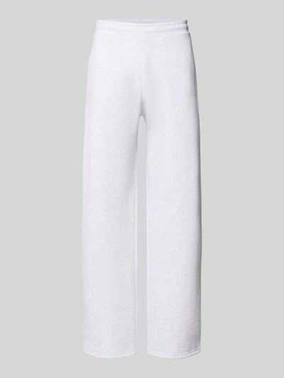 Produktfoto, Wide Fit Sweatpants aus Baumwoll-Mix mit Label-Detail von REVIEW in Hellgrau, elastischer Bund, glatte Textur, Herren Sweatpants