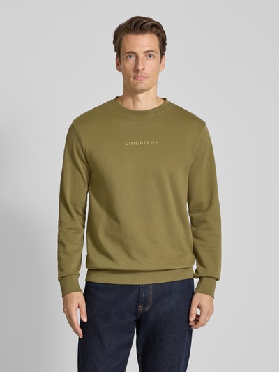 Lindbergh Bluzka z okrągłym dekoltem i nadrukiem z logo Oliwkowy 4