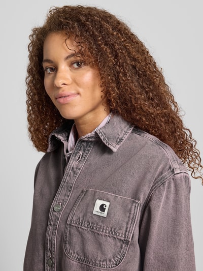 Carhartt Work In Progress Relaxed fit jeansoverhemd met borstzak, model 'Georgia' Roze - 3