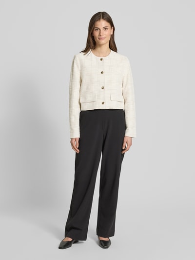 s.Oliver BLACK LABEL Regular fit korte blazer in bouclékwaliteit met effect garen Offwhite - 1