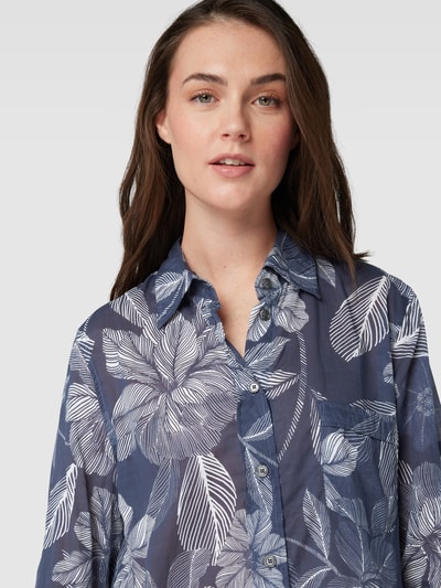 0039 Italy Blouse met bloemenmotief, model 'Taya' Marineblauw - 3