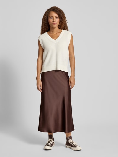 Gina Tricot Midirock mit elastischem Bund Dunkelbraun 1