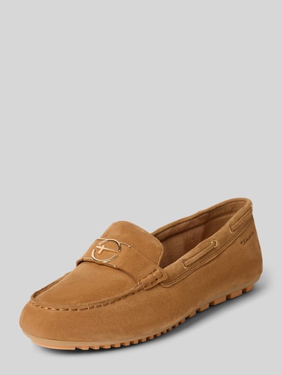Tamaris Loafers aus Leder mit Label-Details Cognac 1
