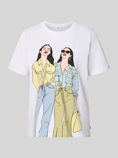Produktfoto, Relaxed Fit T-Shirt aus reiner Baumwolle von s.Oliver RED LABEL, kolor biały, nadruk z motywem, jersey, krótki rękaw, dekolt okrągły