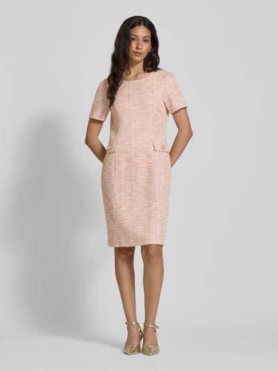 WHITE LABEL Knielanges Kleid mit Strukturmuster Pink 1