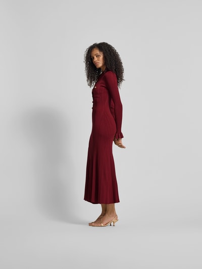 Self-Portrait Midikleid in Strick-Optik Bordeaux 1