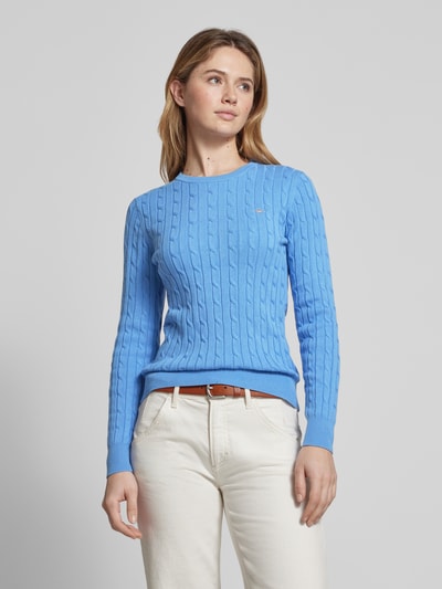 Gant Strickpullover mit Label-Stitching Royal 4