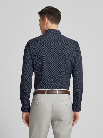 Jake*s Slim fit zakelijk overhemd met all-over motief Marineblauw - 5