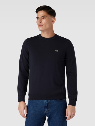 Lacoste Gebreide pullover met labelstitching Marineblauw - 4