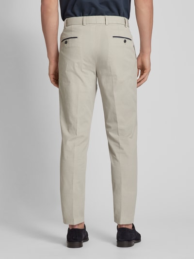 Hiltl Slim fit broek met persplooien, model 'Teaker' Lichtgrijs - 5