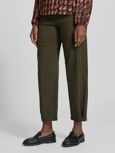 Marc Cain relaxed fit jeans van katoenmix Kaki - 4