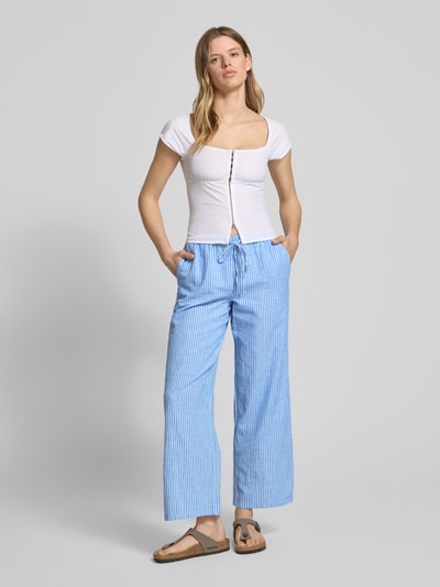 Gina Tricot Wide Leg Leinenhose mit Tunnelzug Marine 1