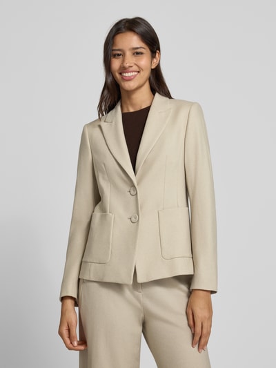 Luisa Cerano Slim fit blazer van wolmix met reverskraag Beige - 4