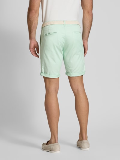 MCNEAL Slim fit bermuda met riem Grasgroen gemêleerd - 5