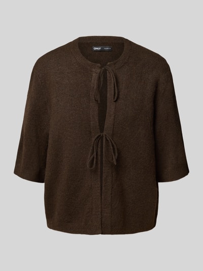 Only Kurtka z dzianiny o luźnym kroju z wiązanym detalem model ‘SIMONI’ Czekoladowy 2