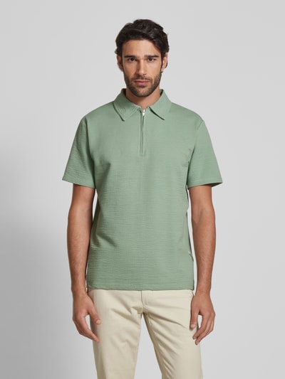 SELECTED HOMME Poloshirt mit kurzem Reißverschluss Modell 'SANDER' Hellgruen 4