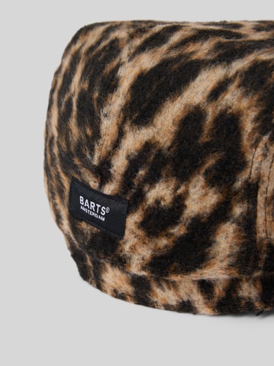 Barts Platte pet van wol met labelpatch, model 'Systa' Middenbruin - 2
