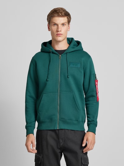 Alpha Industries Bluza rozpinana z detalami z logo Petrol 4