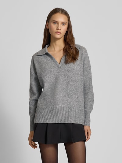 Pieces Regular fit gebreide pullover met wol, model 'MALOU' Middengrijs gemêleerd - 4