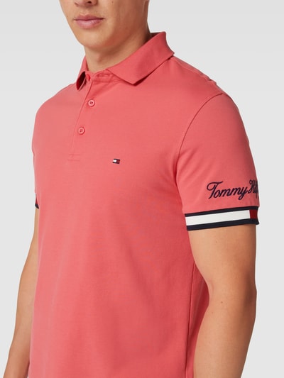 Tommy Hilfiger Slim fit Poloshirt mit Label-Stitching Modell 'FLAG' Koralle 3