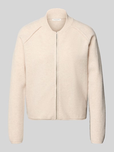 Produktfoto, Regular Fit Jacke aus reiner Wolle von Christian Berg Woman in Beige, Stehkragen, Reißverschluss, glatte Textur, reine Baumwolle
