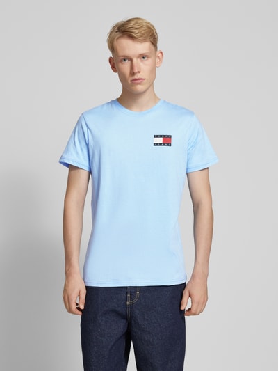 Tommy Jeans Slim fit T-shirt met labelprint, model 'ESSENTIAL' Lichtblauw - 4