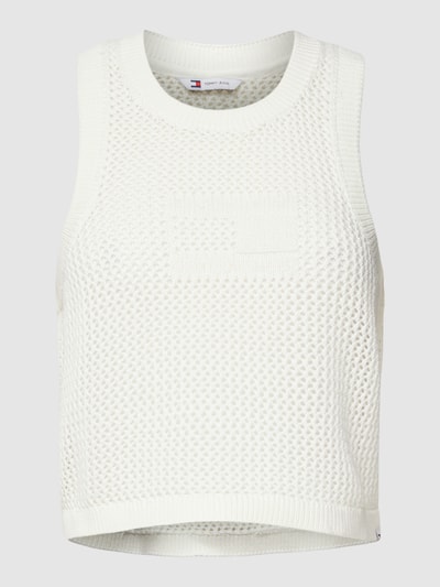 Tommy Jeans Gebreide top met labelstitching, model 'OPEN' Offwhite - 2