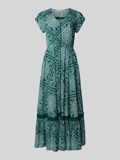 Apricot Maxikleid aus Viskose mit Knopfleiste Dunkelgruen 2