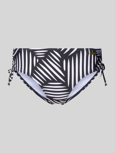 Produktfoto, Bikinihose mit seitlichen Raffungen Modell 'Liv' von LASCANA im Allover-Look, schwarz-weiß, Material-Mix mit Stretch-Anteil, körpernahe Passform